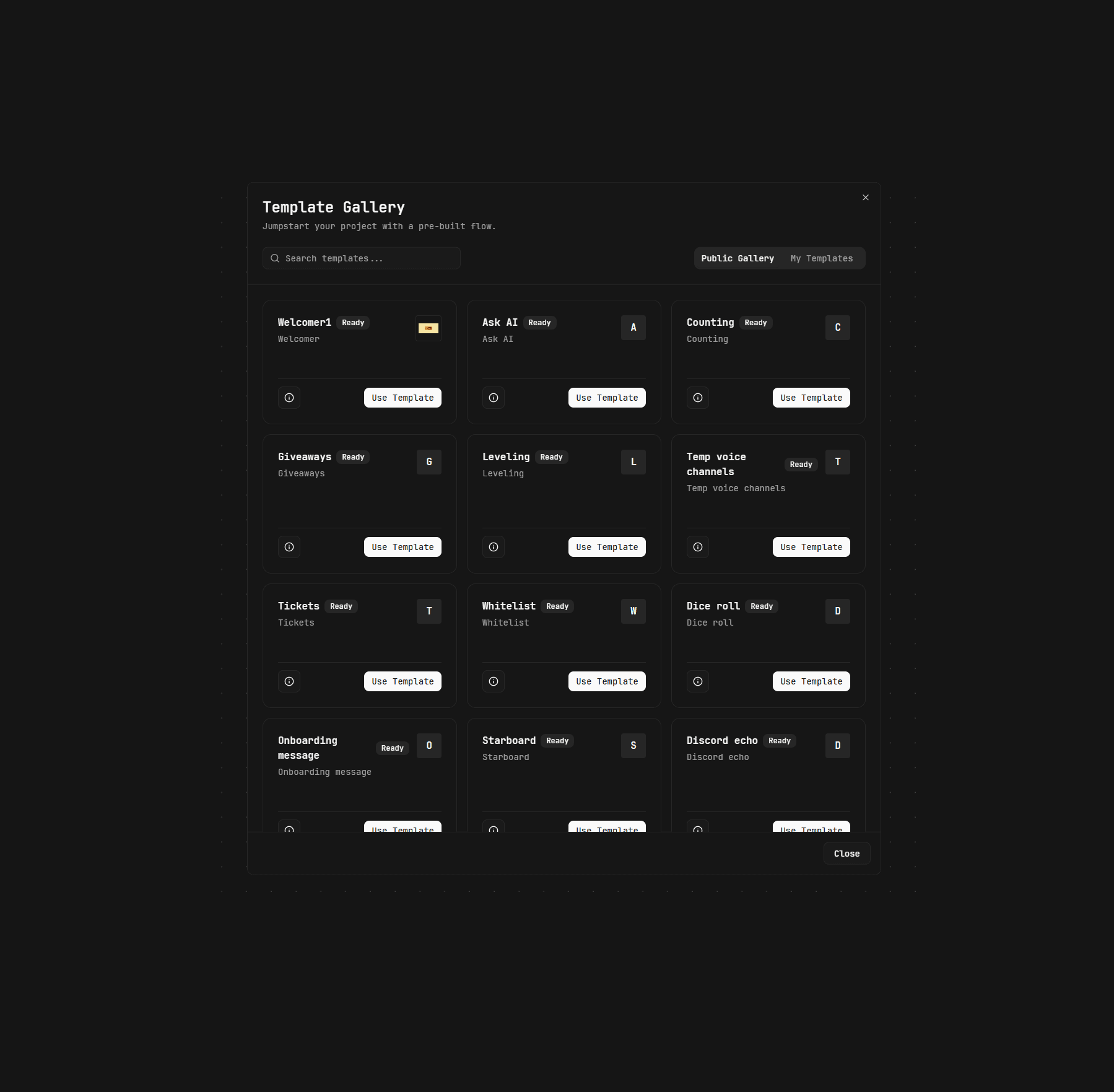Pre-made templates